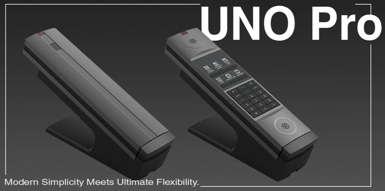 Bittel UNO Pro — vue complète des deux téléphones hôteliers